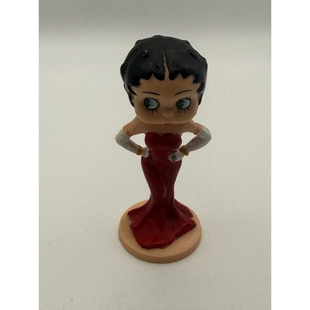 Vintage Betty Boop Figurine Red Dress White Gloves Miniature Collectible 3.25